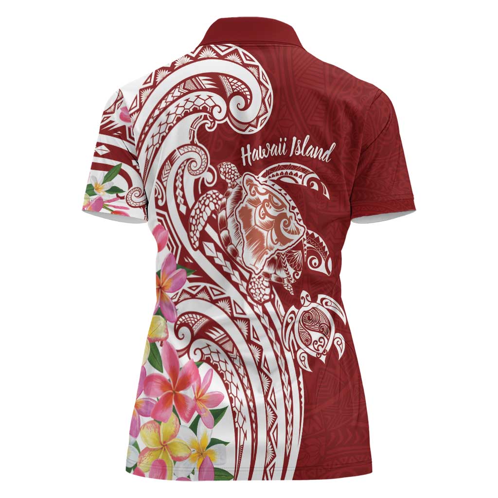 Aloha Hawaii Island Personalized Women Polo Shirt Crimson Dreamy Turtle LT7 - Polynesian Pride