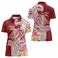 Aloha Hawaii Island Personalized Women Polo Shirt Crimson Dreamy Turtle LT7 - Polynesian Pride