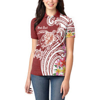 Aloha Hawaii Island Personalized Women Polo Shirt Crimson Dreamy Turtle LT7 - Polynesian Pride