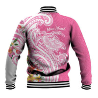 Aloha Maui Island Personalized Baseball Jacket Rose Dreamy Turtle LT7 - Polynesian Pride
