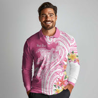 Aloha Maui Island Personalized Long Sleeve Polo Shirt Rose Dreamy Turtle LT7 - Polynesian Pride