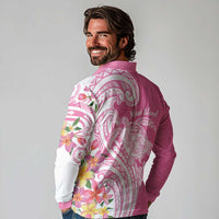 Aloha Maui Island Personalized Long Sleeve Polo Shirt Rose Dreamy Turtle LT7 - Polynesian Pride