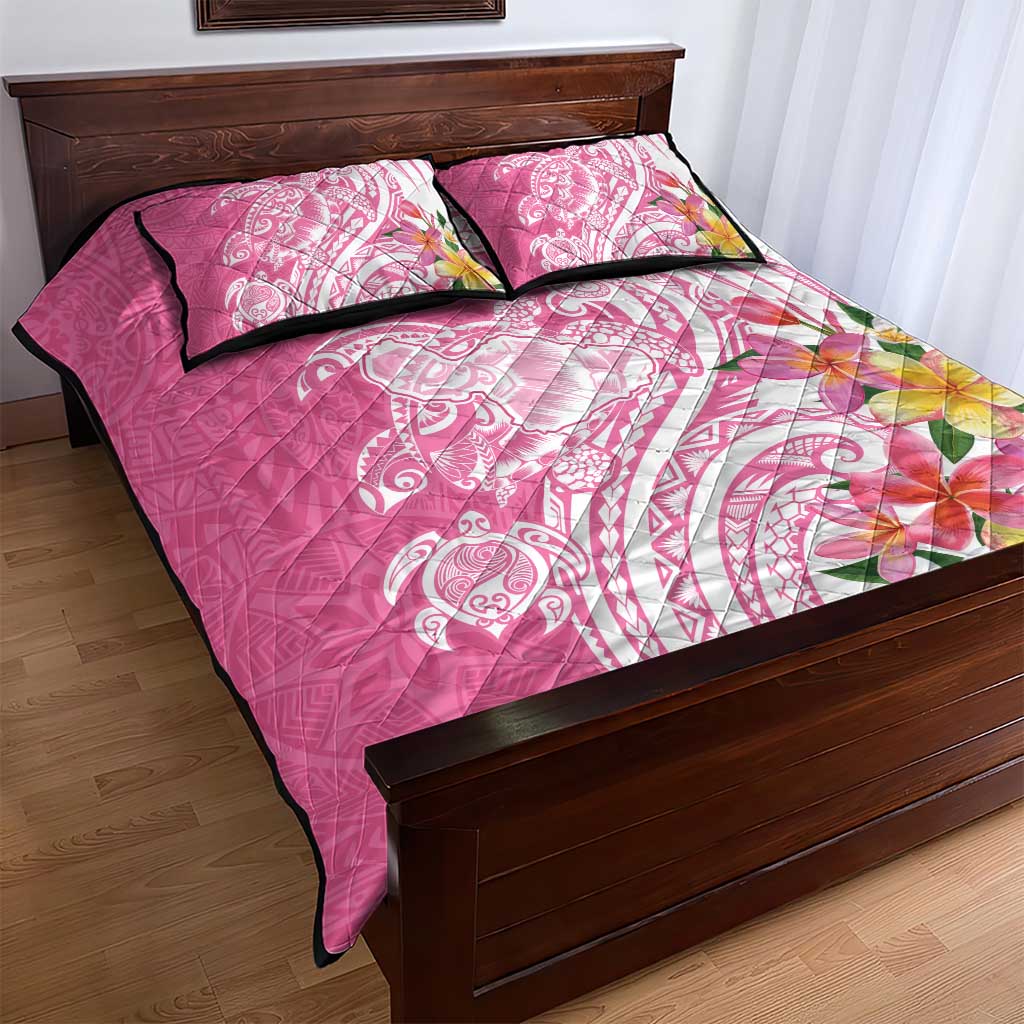 Aloha Maui Island Personalized Quilt Bed Set Rose Dreamy Turtle LT7 - Polynesian Pride