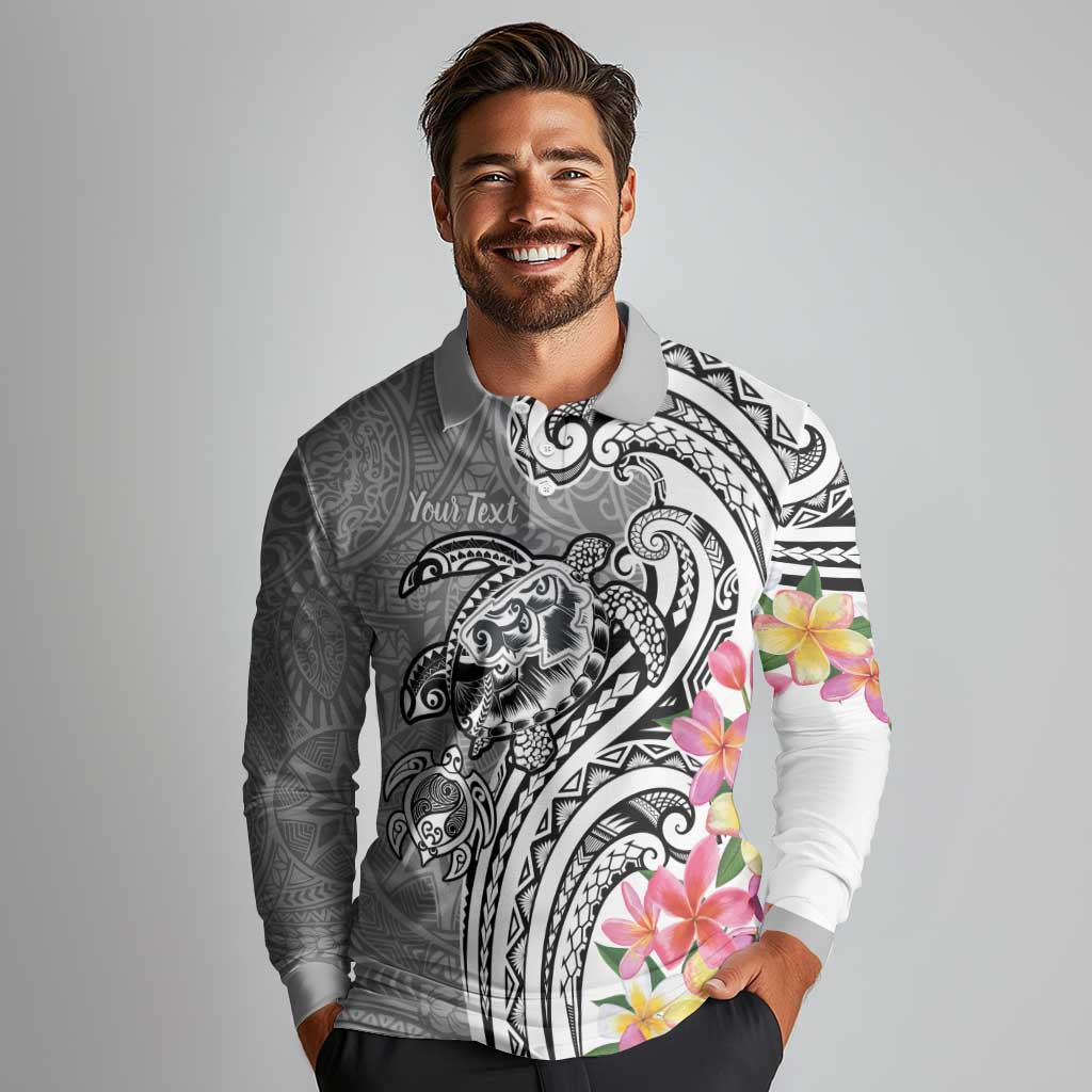 Aloha Kahoolawe Island Personalized Long Sleeve Polo Shirt Ashen Dreamy Turtle LT7 - Polynesian Pride