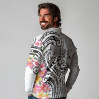 Aloha Kahoolawe Island Personalized Long Sleeve Polo Shirt Ashen Dreamy Turtle LT7 - Polynesian Pride