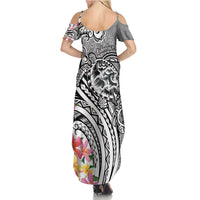 Aloha Kahoolawe Island Personalized Summer Maxi Dress Ashen Dreamy Turtle LT7 - Polynesian Pride