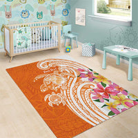 Aloha Lanai Island Personalized Area Rug Orange Dreamy Turtle LT7 - Polynesian Pride
