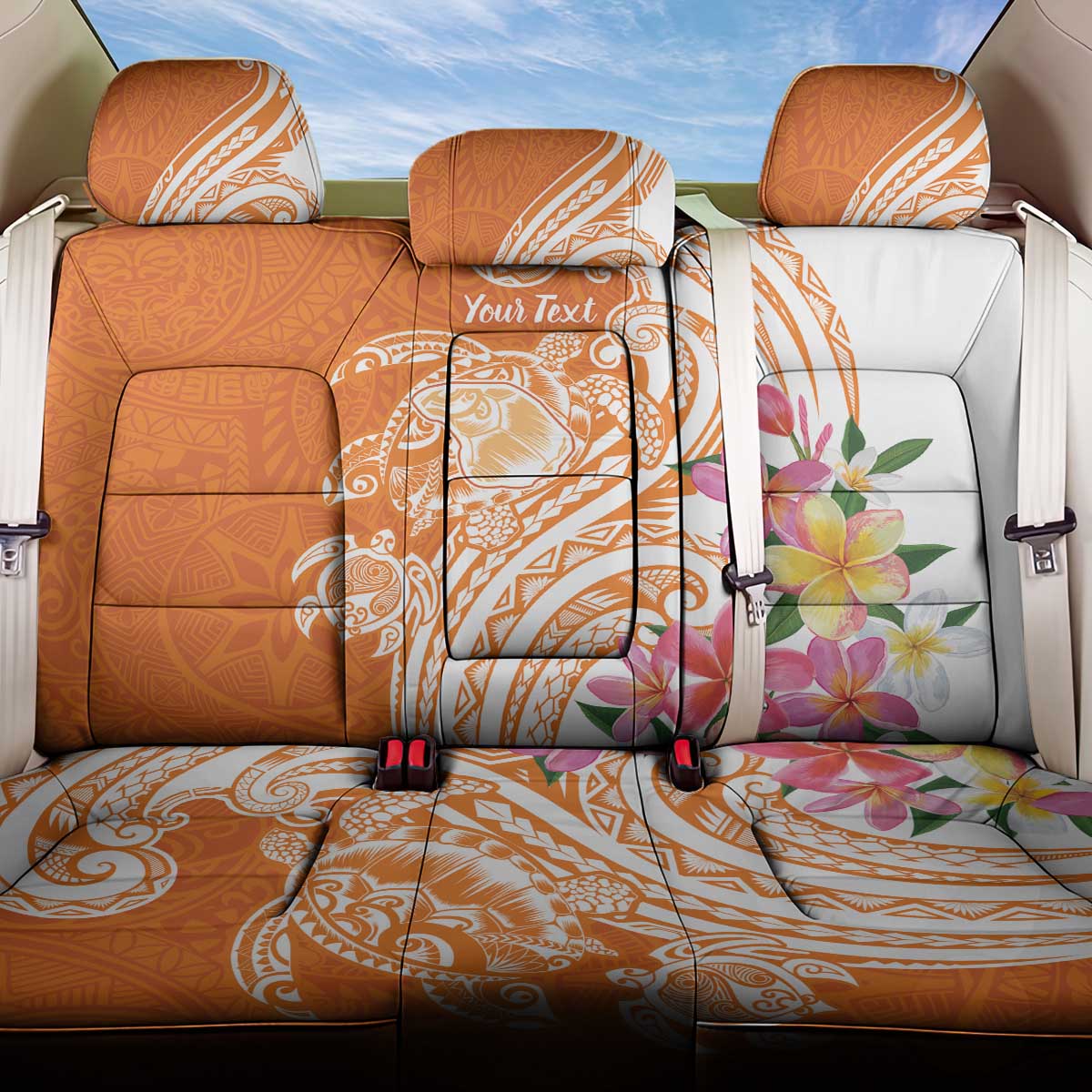 Aloha Lanai Island Personalized Back Car Seat Cover Orange Dreamy Turtle LT7 One Size Orange - Polynesian Pride