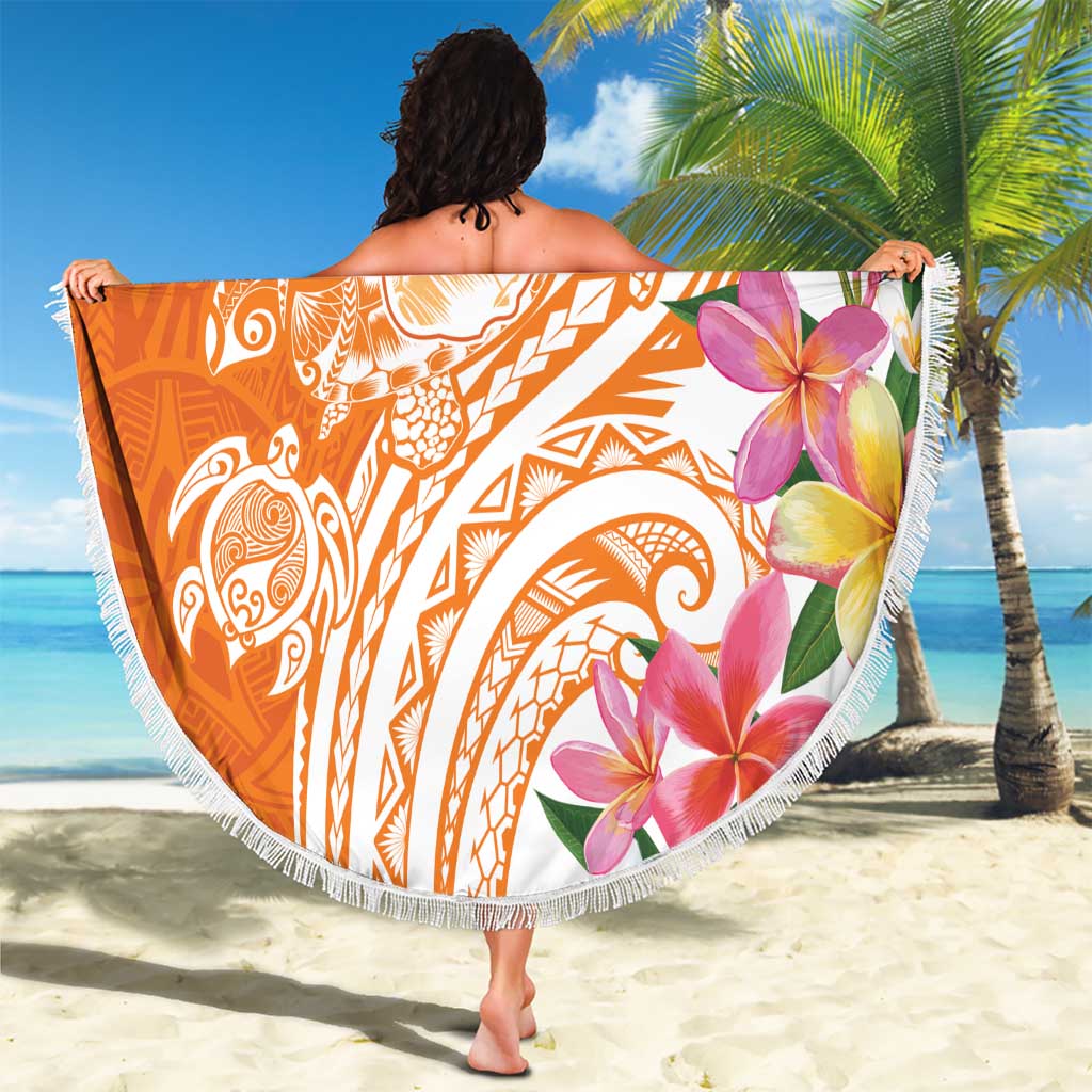 Aloha Lanai Island Personalized Beach Blanket Orange Dreamy Turtle LT7 - Polynesian Pride