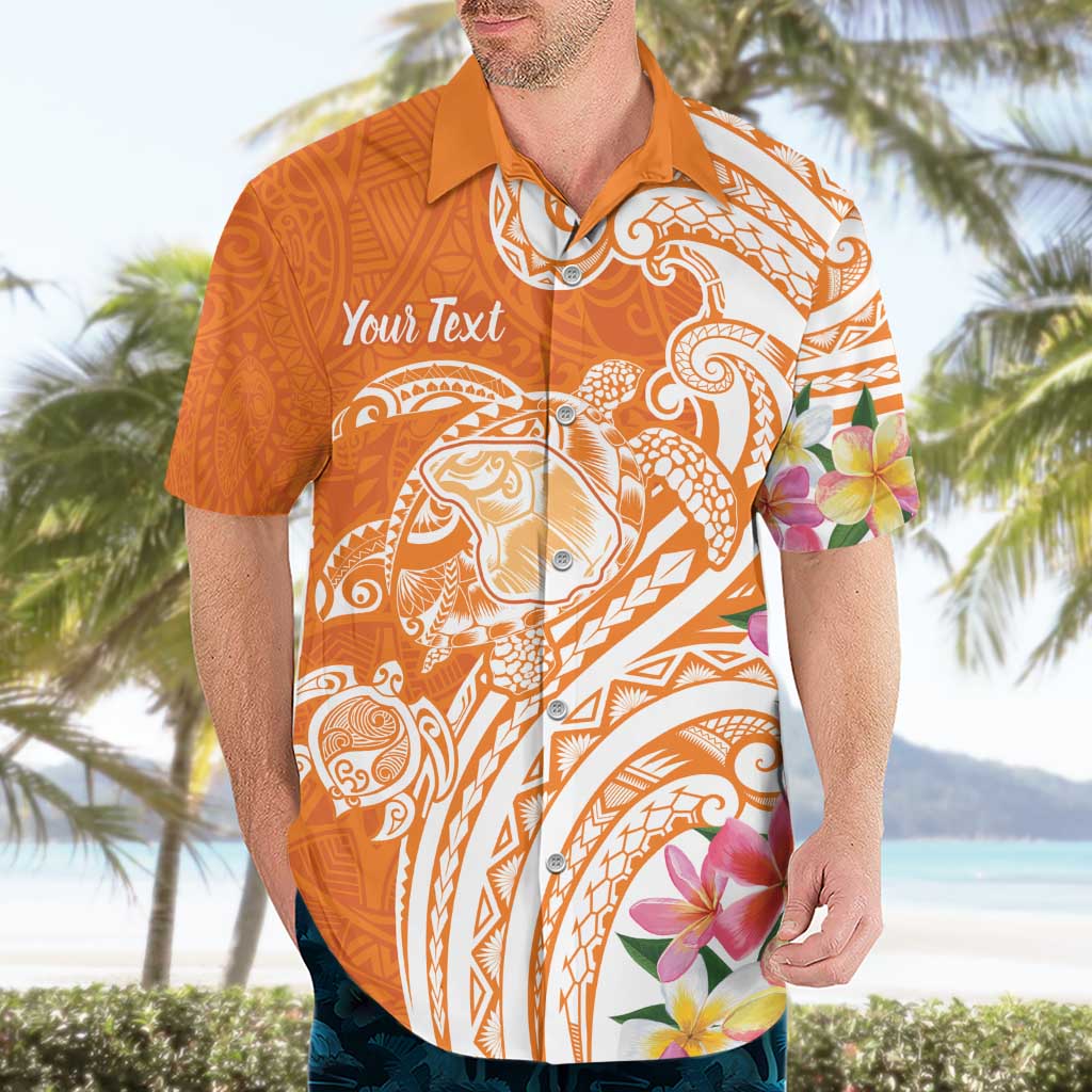 Aloha Lanai Island Personalized Hawaiian Shirt Orange Dreamy Turtle LT7 - Polynesian Pride