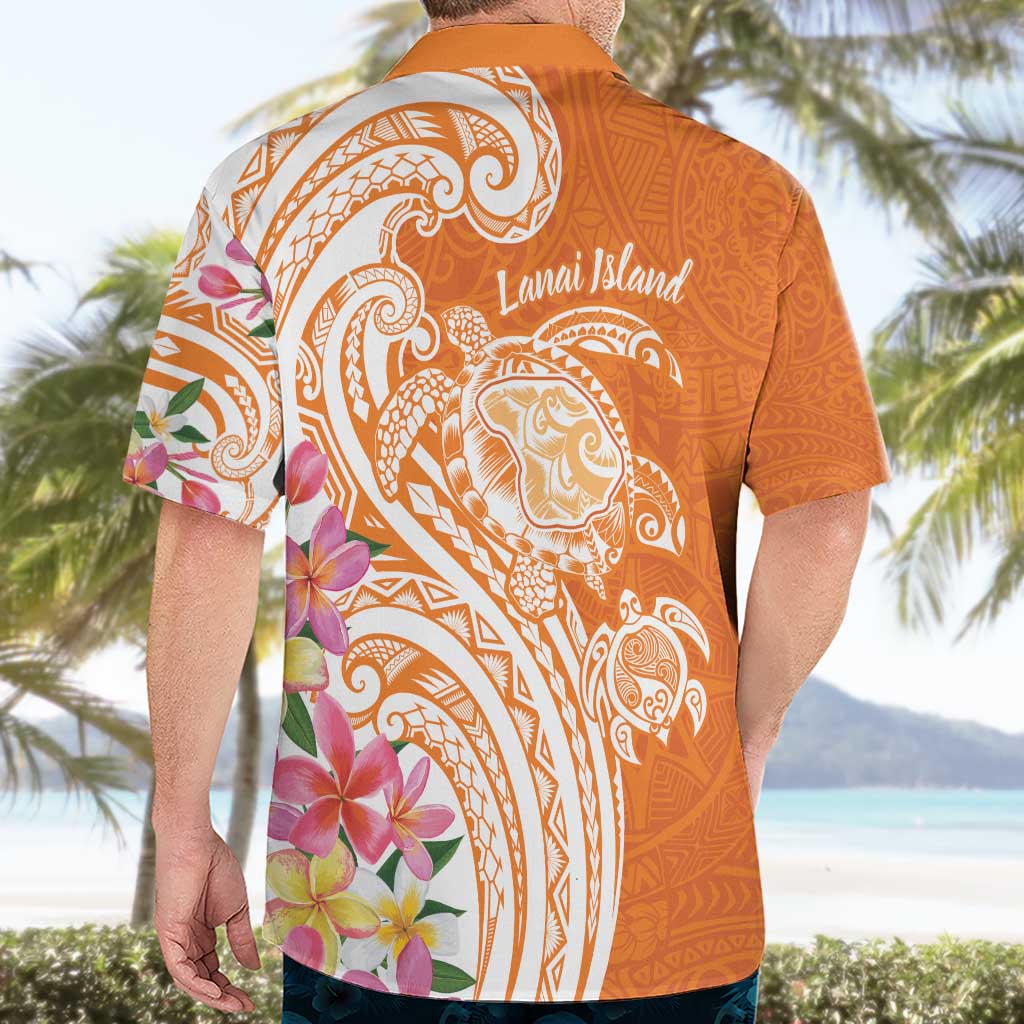 Aloha Lanai Island Personalized Hawaiian Shirt Orange Dreamy Turtle LT7 - Polynesian Pride