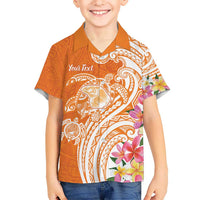 Aloha Lanai Island Personalized Hawaiian Shirt Orange Dreamy Turtle LT7 - Polynesian Pride