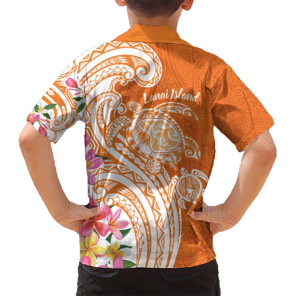 Aloha Lanai Island Personalized Hawaiian Shirt Orange Dreamy Turtle LT7 - Polynesian Pride