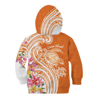 Aloha Lanai Island Personalized Kid Hoodie Orange Dreamy Turtle LT7 - Polynesian Pride
