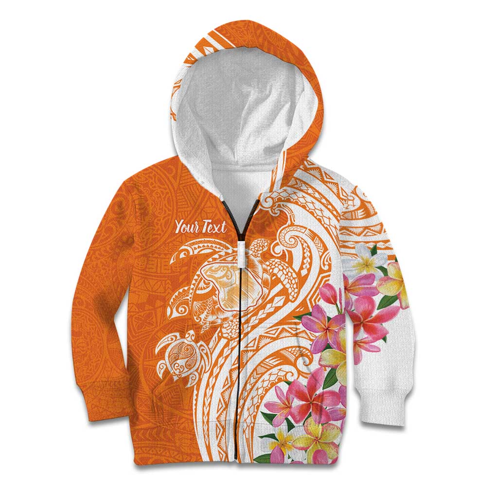 Aloha Lanai Island Personalized Kid Hoodie Orange Dreamy Turtle LT7 Zip Hoodie Orange - Polynesian Pride