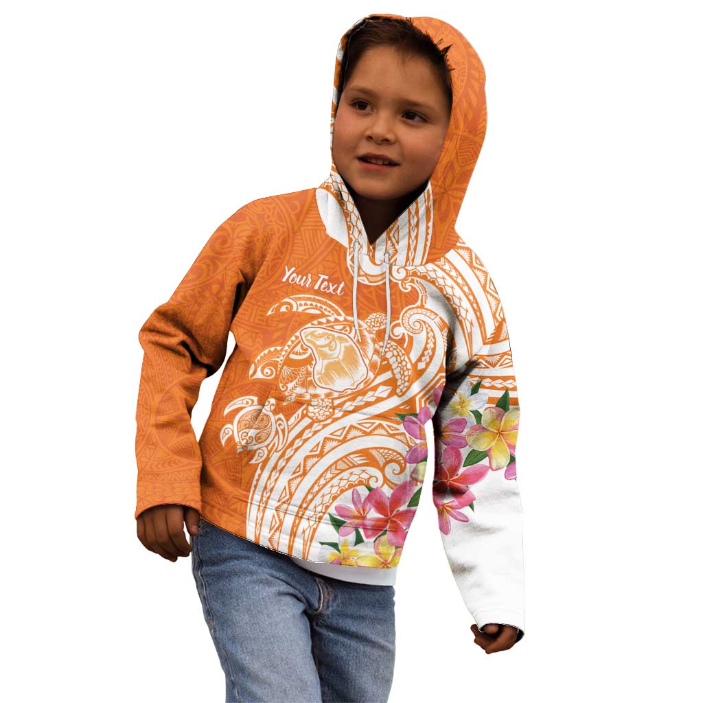 Aloha Lanai Island Personalized Kid Hoodie Orange Dreamy Turtle LT7 - Polynesian Pride