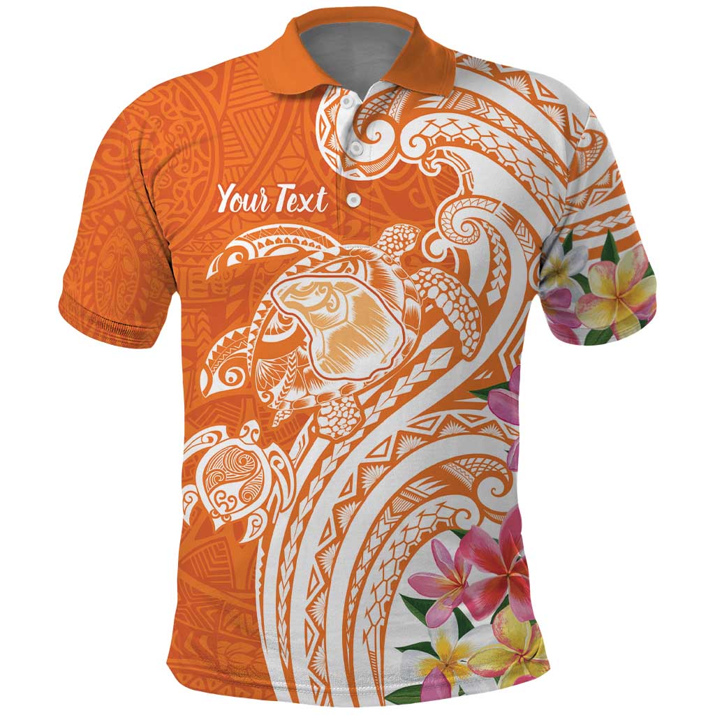 Aloha Lanai Island Personalized Polo Shirt Orange Dreamy Turtle LT7 Orange - Polynesian Pride