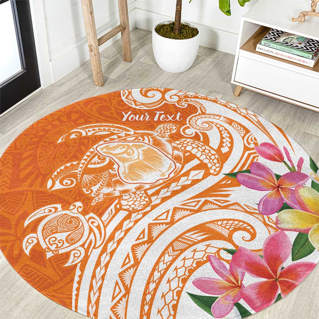 Aloha Lanai Island Personalized Round Carpet Orange Dreamy Turtle LT7 Orange - Polynesian Pride