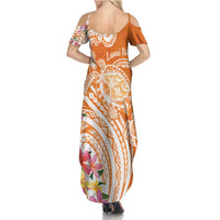 Aloha Lanai Island Personalized Summer Maxi Dress Orange Dreamy Turtle LT7 - Polynesian Pride