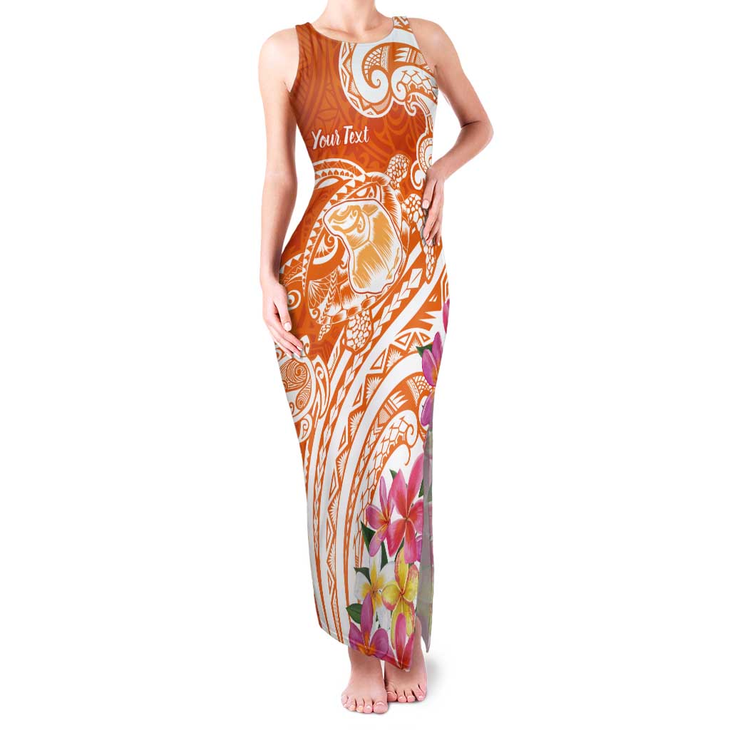 Aloha Lanai Island Personalized Tank Maxi Dress Orange Dreamy Turtle LT7 Women Orange - Polynesian Pride