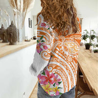 Aloha Lanai Island Personalized Women Casual Shirt Orange Dreamy Turtle LT7 - Polynesian Pride