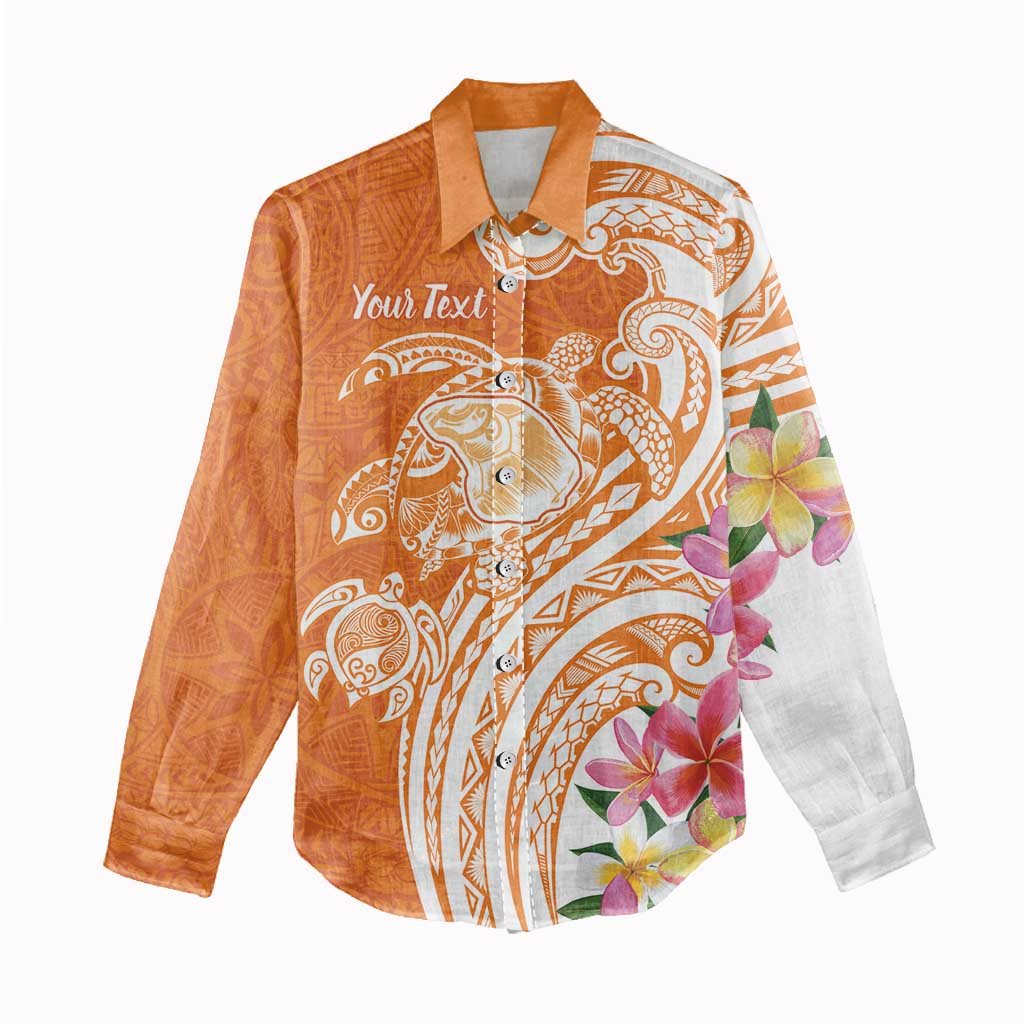 Aloha Lanai Island Personalized Women Casual Shirt Orange Dreamy Turtle LT7 - Polynesian Pride