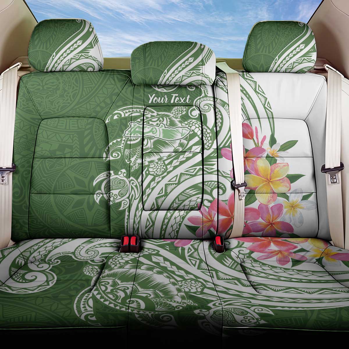 Aloha Molokai Island Personalized Back Car Seat Cover Sage Dreamy Turtle LT7 One Size Sage Green - Polynesian Pride