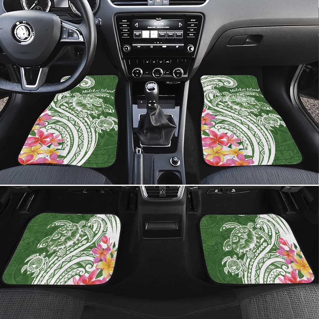 Aloha Molokai Island Personalized Car Mats Sage Dreamy Turtle LT7 Set 4pcs Sage Green - Polynesian Pride