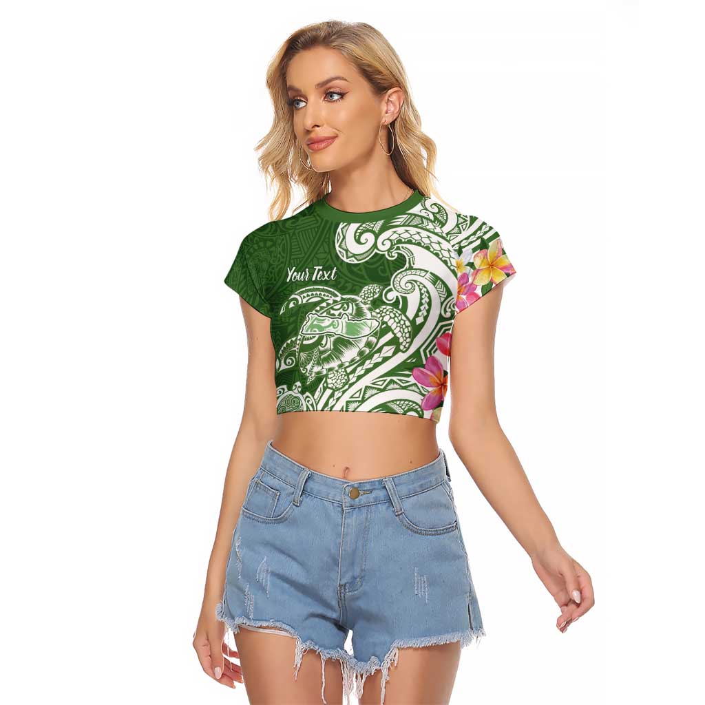 Aloha Molokai Island Personalized Raglan Cropped T Shirt Sage Dreamy Turtle LT7 Female Sage Green - Polynesian Pride