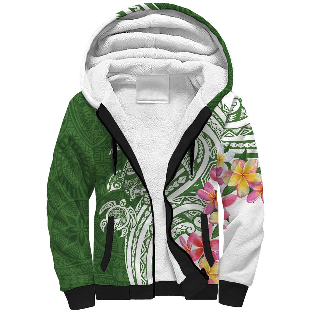 Aloha Molokai Island Personalized Sherpa Hoodie Sage Dreamy Turtle LT7 Unisex Sage Green - Polynesian Pride