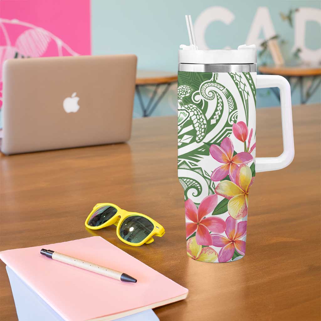 Aloha Molokai Island Personalized Tumbler With Handle Sage Dreamy Turtle LT7 - Polynesian Pride