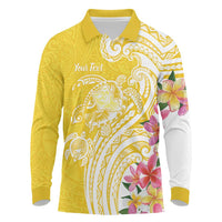 Aloha Oahu Island Personalized Long Sleeve Polo Shirt Yellow Dreamy Turtle LT7 Yellow - Polynesian Pride