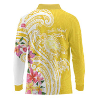 Aloha Oahu Island Personalized Long Sleeve Polo Shirt Yellow Dreamy Turtle LT7 - Polynesian Pride