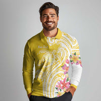 Aloha Oahu Island Personalized Long Sleeve Polo Shirt Yellow Dreamy Turtle LT7 - Polynesian Pride
