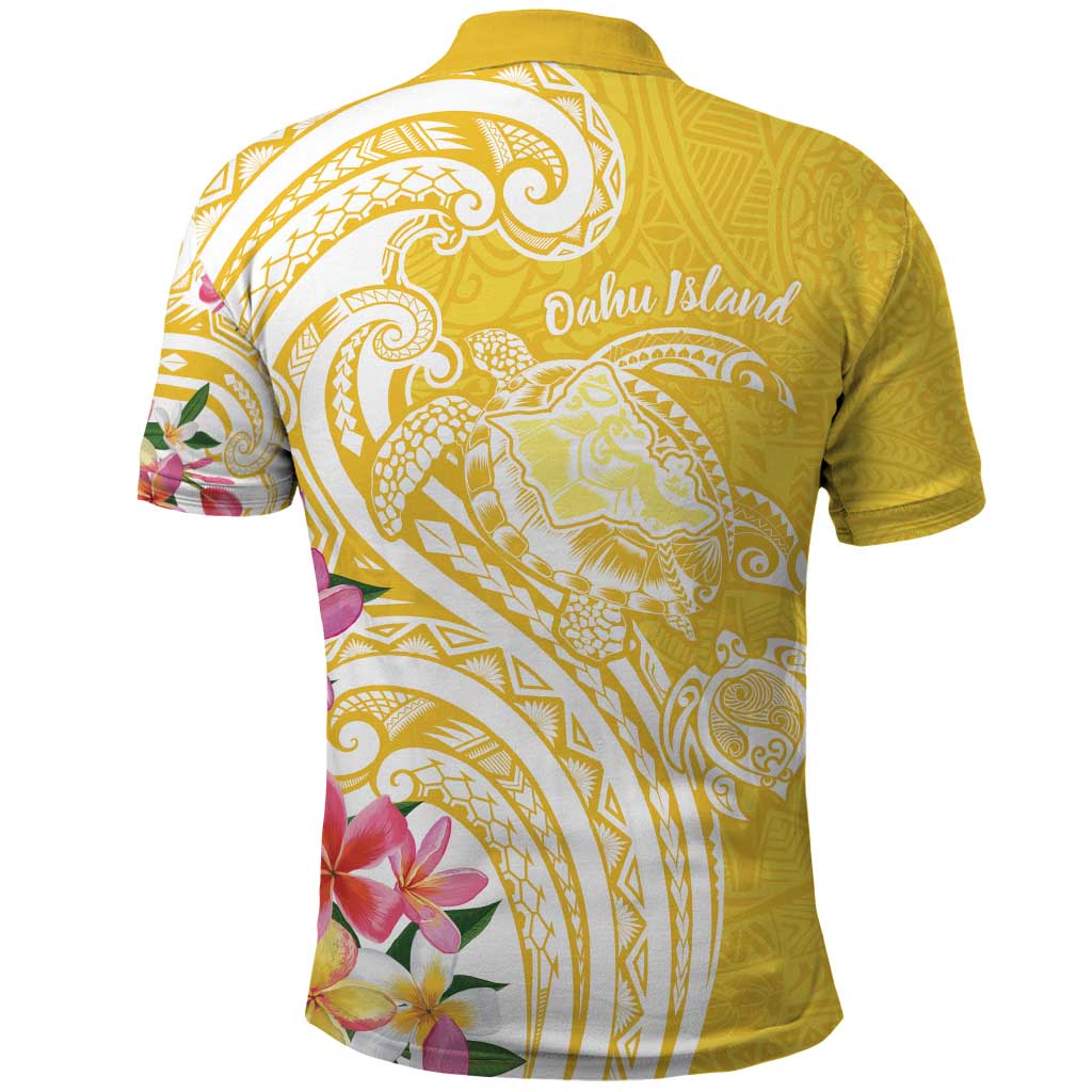 Aloha Oahu Island Personalized Polo Shirt Yellow Dreamy Turtle LT7 - Polynesian Pride
