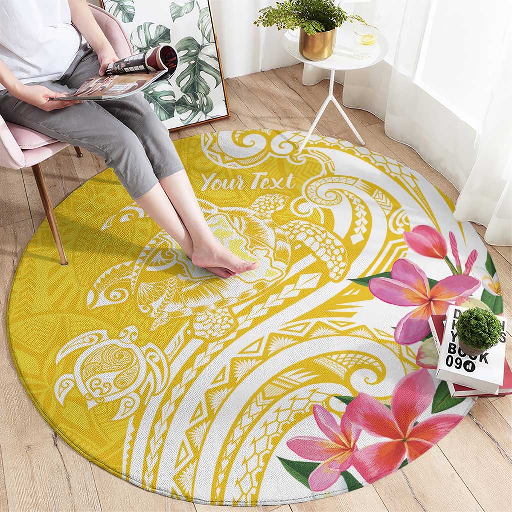 Aloha Oahu Island Personalized Round Carpet Yellow Dreamy Turtle LT7 - Polynesian Pride