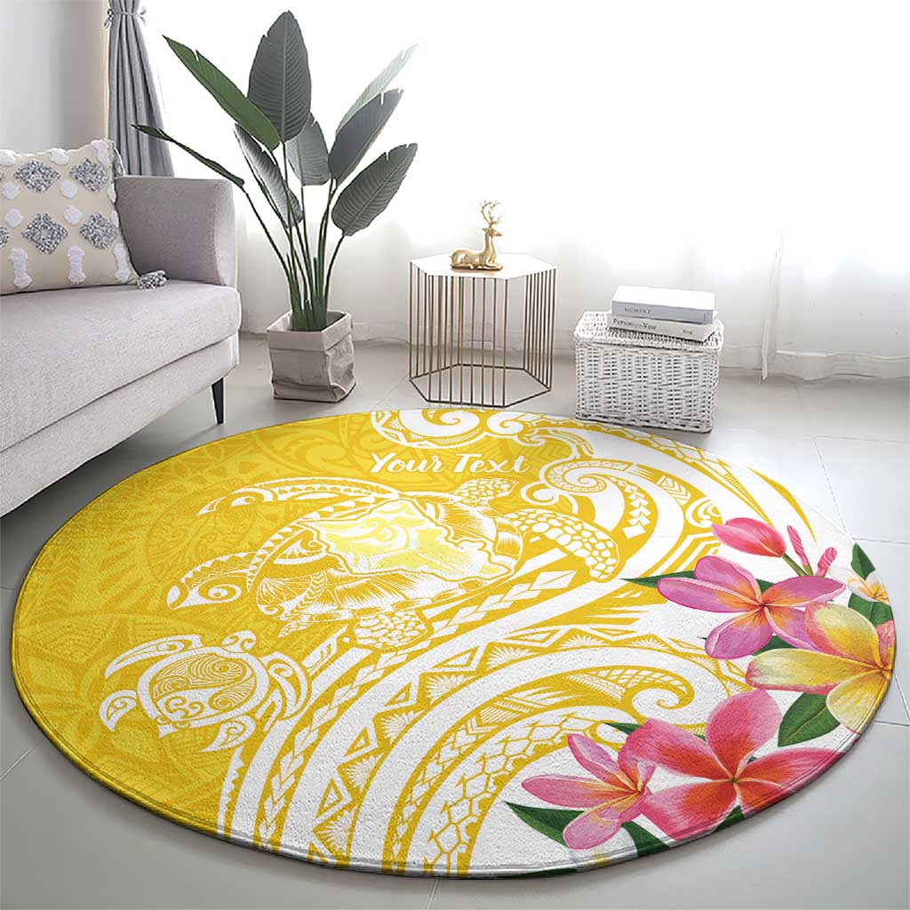 Aloha Oahu Island Personalized Round Carpet Yellow Dreamy Turtle LT7 - Polynesian Pride