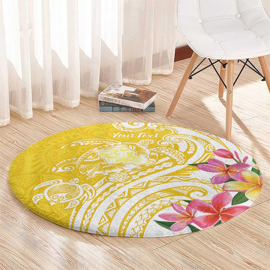 Aloha Oahu Island Personalized Round Carpet Yellow Dreamy Turtle LT7 - Polynesian Pride