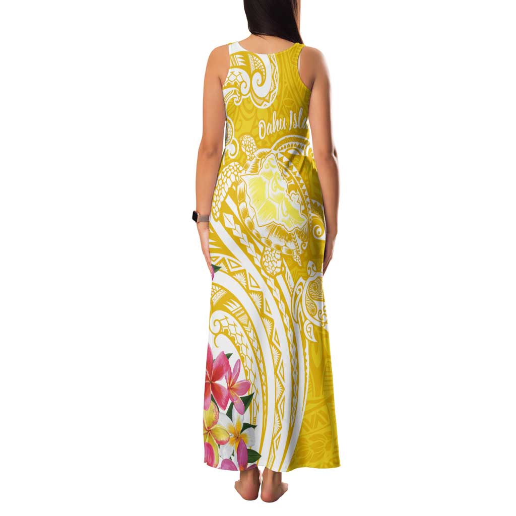 Aloha Oahu Island Personalized Tank Maxi Dress Yellow Dreamy Turtle LT7 - Polynesian Pride