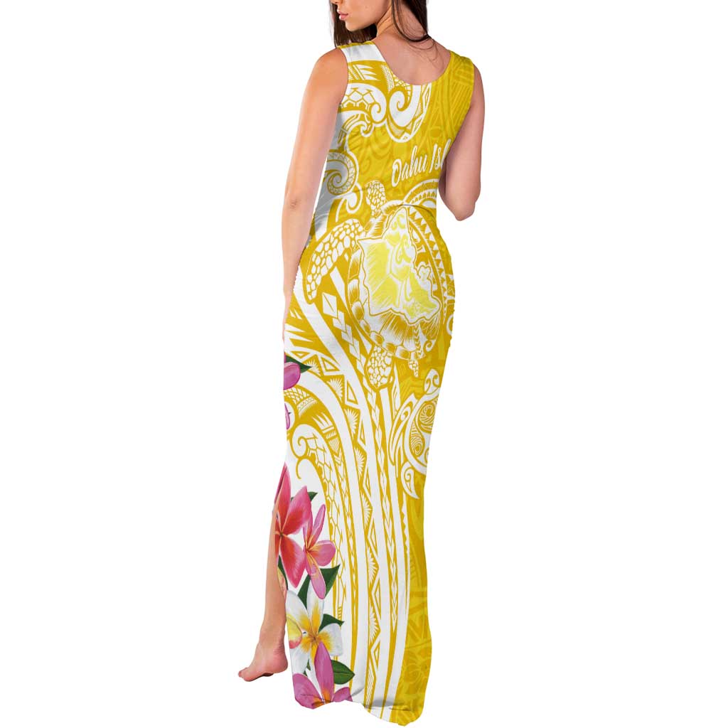 Aloha Oahu Island Personalized Tank Maxi Dress Yellow Dreamy Turtle LT7 - Polynesian Pride