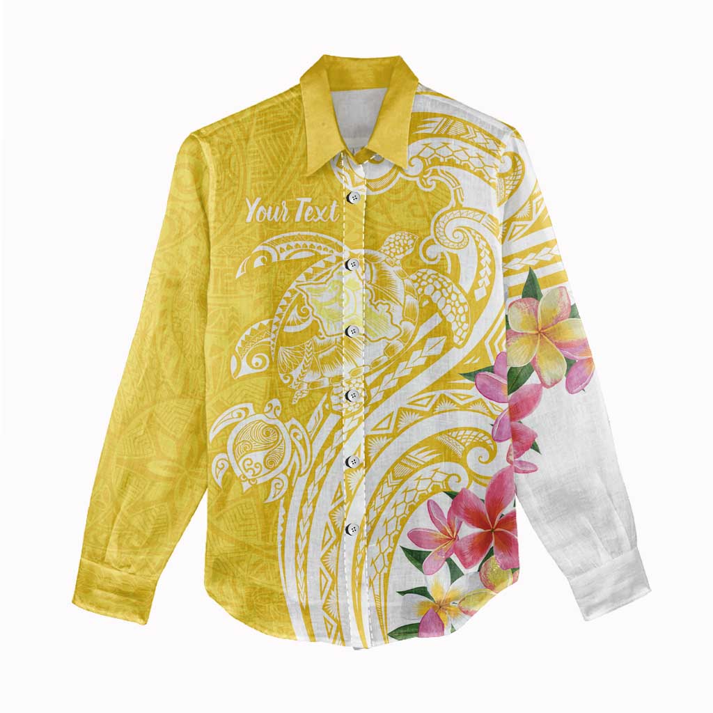 Aloha Oahu Island Personalized Women Casual Shirt Yellow Dreamy Turtle LT7 - Polynesian Pride