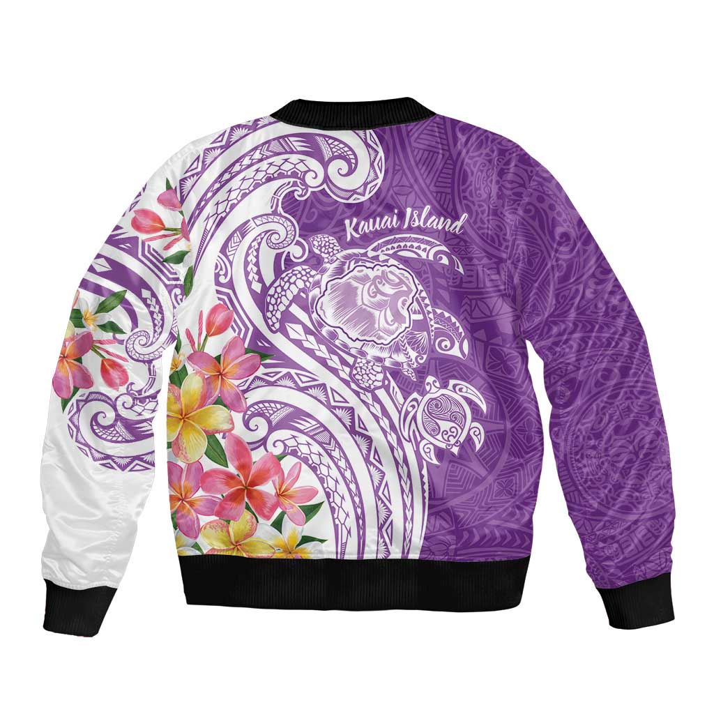 Aloha Kauai Island Personalized Bomber Jacket Lilac Dreamy Turtle LT7 - Polynesian Pride