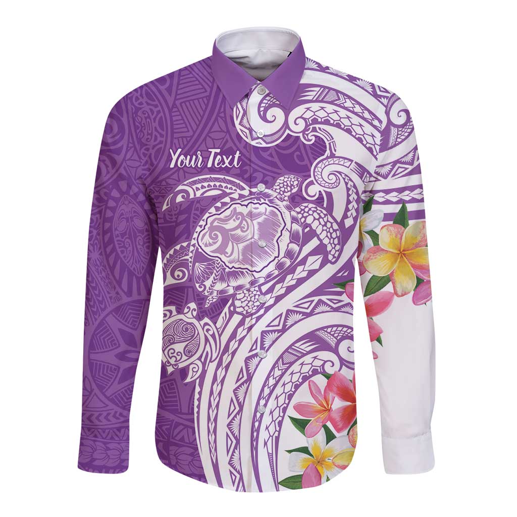 Aloha Kauai Island Personalized Long Sleeve Button Shirt Lilac Dreamy Turtle LT7 Unisex Lilac - Polynesian Pride