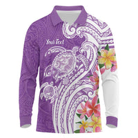 Aloha Kauai Island Personalized Long Sleeve Polo Shirt Lilac Dreamy Turtle LT7 Lilac - Polynesian Pride