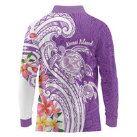 Aloha Kauai Island Personalized Long Sleeve Polo Shirt Lilac Dreamy Turtle LT7 - Polynesian Pride