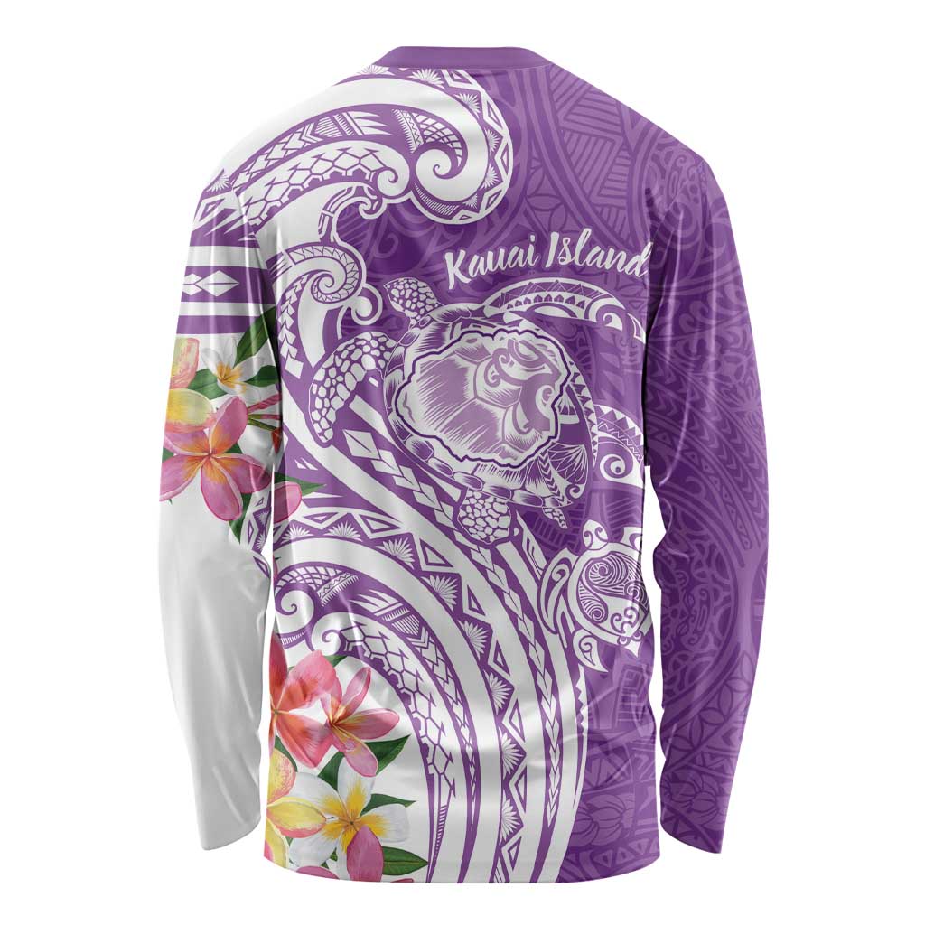 Aloha Kauai Island Personalized Long Sleeve Shirt Lilac Dreamy Turtle LT7 - Polynesian Pride