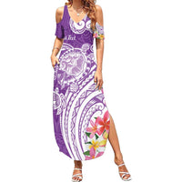 Aloha Kauai Island Personalized Summer Maxi Dress Lilac Dreamy Turtle LT7 Women Lilac - Polynesian Pride