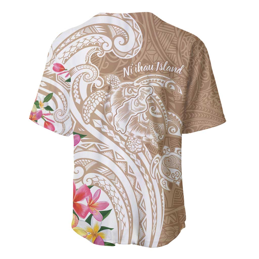 Aloha Niihau Island Personalized Baseball Jersey Beige Dreamy Turtle LT7 - Polynesian Pride