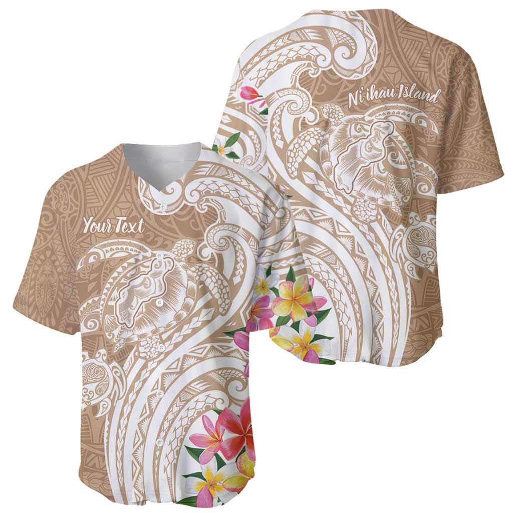 Aloha Niihau Island Personalized Baseball Jersey Beige Dreamy Turtle LT7 - Polynesian Pride