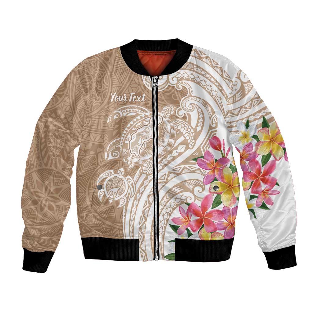 Aloha Niihau Island Personalized Bomber Jacket Beige Dreamy Turtle LT7 Unisex Beige - Polynesian Pride